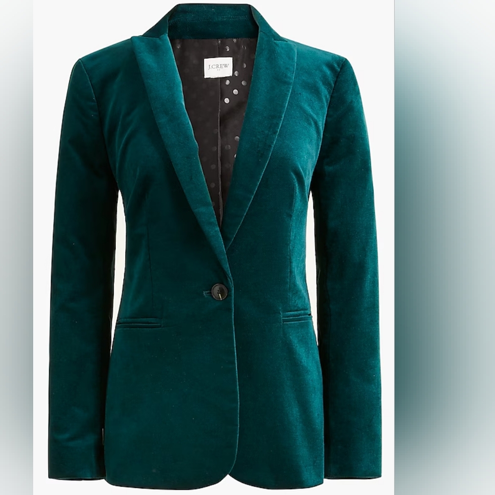 J. Crew Green Velvet Blazer
